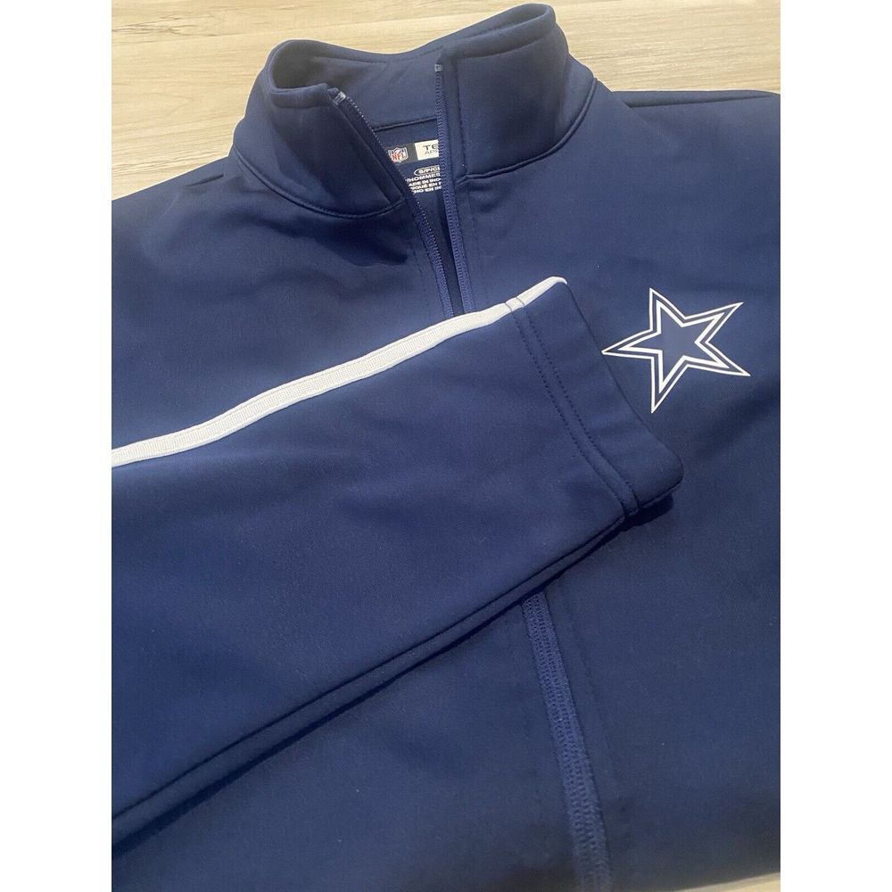 NFL Team Apparel Fleece Soft Lined Navy Dallas Cowboys Zip Up Jacket Men's Small